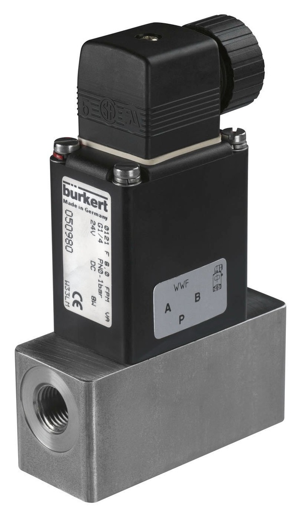 Válvula Solenoide 3/2 Vías G1/4'' Mezclar Acero Inoxidable FKM 0-2bar/29psi 230VAC 0121 42457