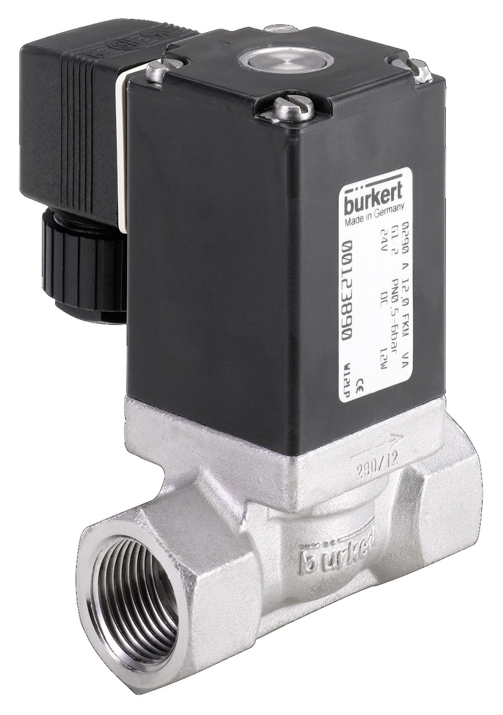 Solenoid Valve G1/2'' NC Stainless Steel FKM 0-16bar/232psi 230VAC Vacuum Oxygen Fat/Oil Free 290 85954