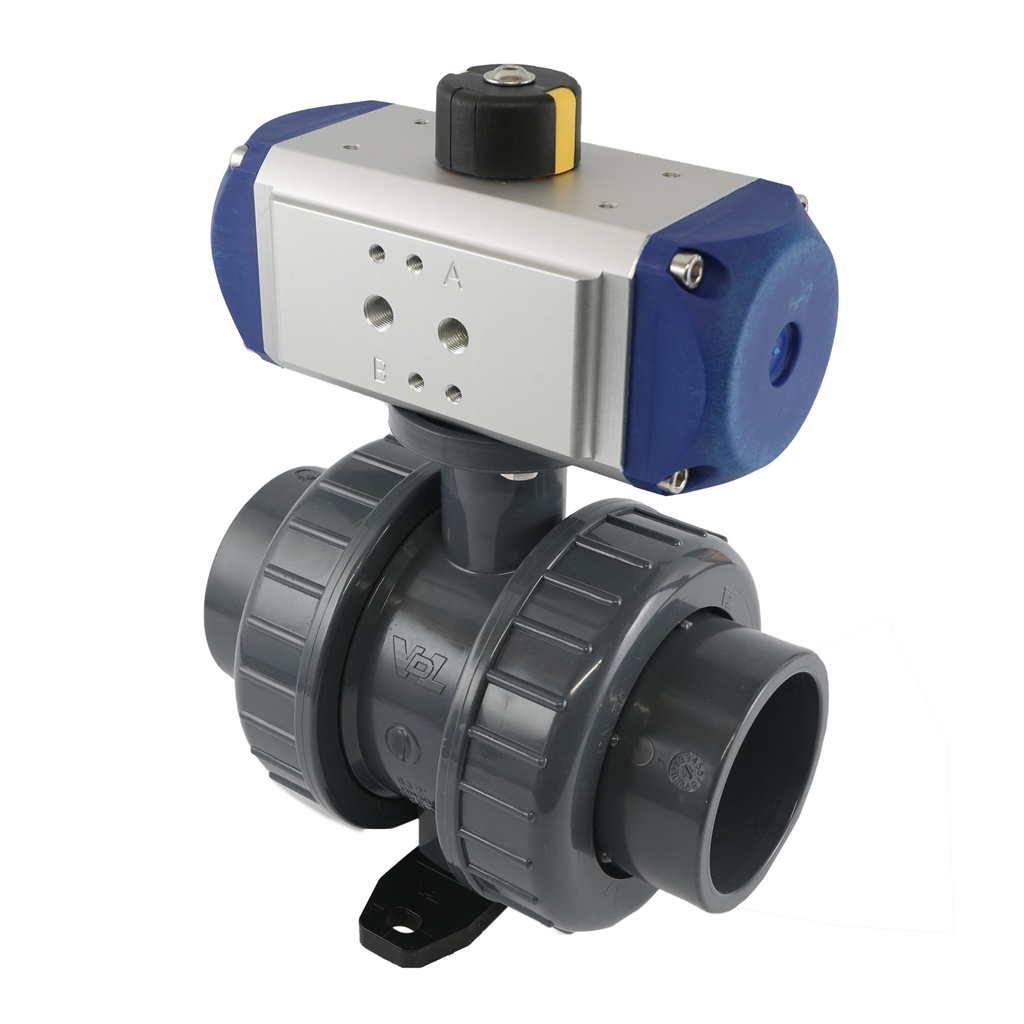 63mm 2-Way PVC Pneumatic Ball Valve Double Acting - VDL