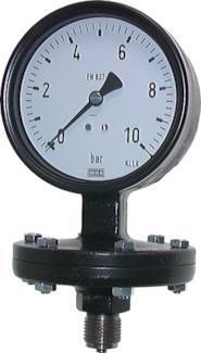 -1..0 Bar Diaphragm Pressure Gauge Below Iron 100 mm Class 1.6