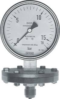 -1..0 Bar Plattenfeder-Manometer unten Edelstahl 100 mm Klasse 1.6