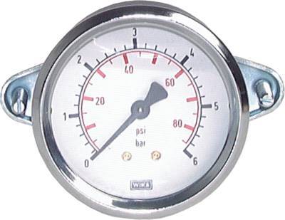 -1..0 Bar (-15..0 psi) Panel Mount Pressure Gauge Steel/Brass 100 mm Class 1.0 (Bracket)