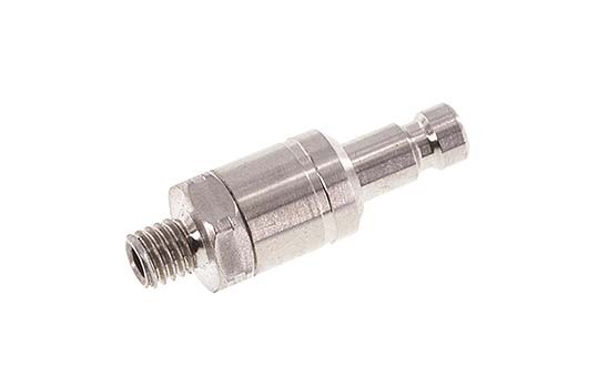 Stainless Steel 316L DN 2.7 (Micro) Air Coupling Plug M5 Male Double Shut-Off