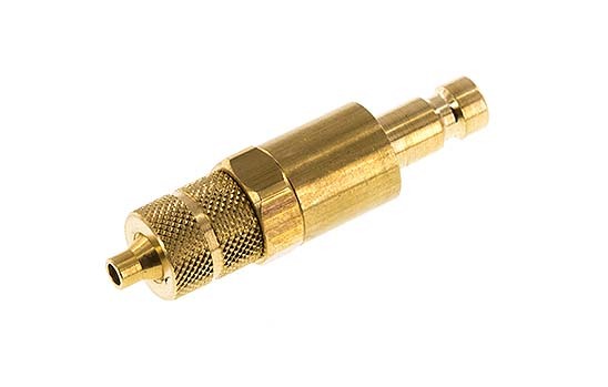 Brass DN 2.7 (Micro) Air Coupling Plug 3x4.3 mm Union Nut Double Shut-Off