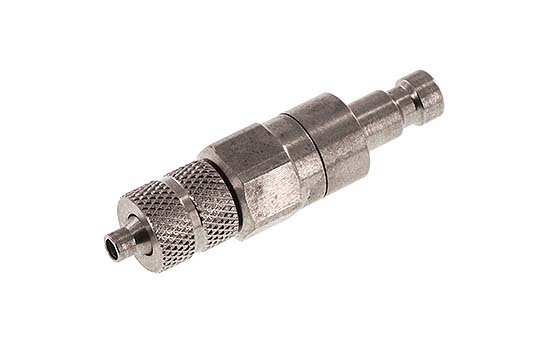 Stainless steel DN 2.7 (Micro) Air Coupling Plug 3x4.3 mm Union Nut Double Shut-Off