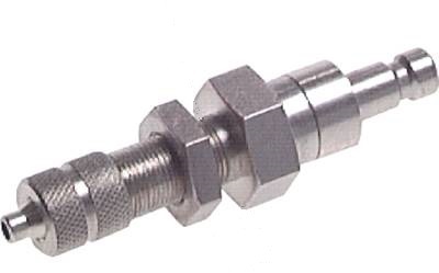 Messing vernickelt DN 2,7 (Micro) Luftkupplungsstecker 3x4,3 mm Überwurfmutter Bulkhead