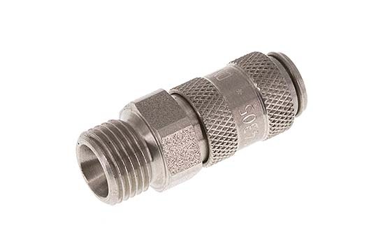 Stainless steel DN 2.7 (Micro) Air Coupling Socket G 1/8 inch Male Double Shut-Off