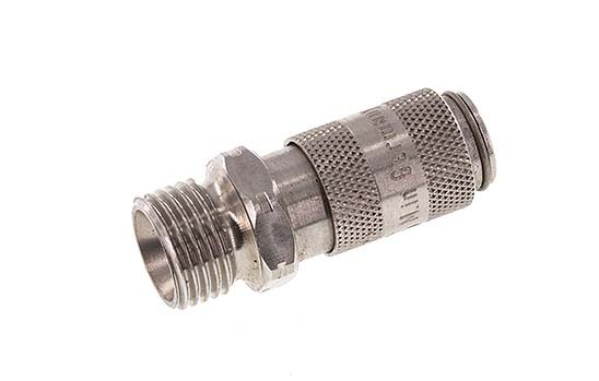 Acier inoxydable 316L DN 2.7 (Micro) Air Coupling Socket G 1/8 inch Male Double Shut-Off