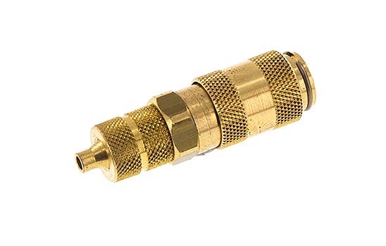 Brass DN 2.7 (Micro) Air Coupling Socket 3x4.3 mm Union Nut Double Shut-Off