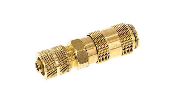 Brass DN 2.7 (Micro) Air Coupling Socket 4x6 mm Union Nut Double Shut-Off