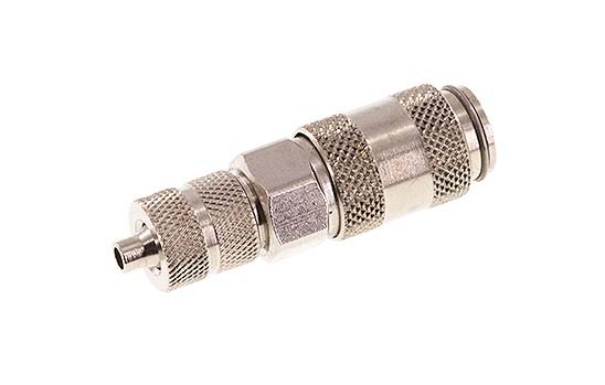 Laiton nickelé DN 2.7 (Micro) Coupleur pneumatique Douille 3x4.3 mm Écrou-raccord