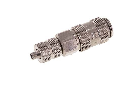 Edelstahl DN 2,7 (Micro) Luftkupplung Muffe 3x4,3 mm Überwurfmutter