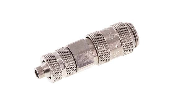 Stainless steel DN 2.7 (Micro) Air Coupling Socket 4x6 mm Union Nut