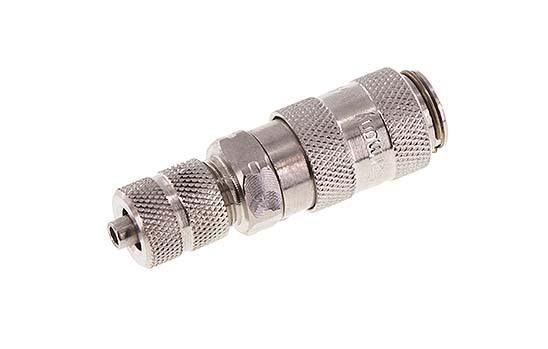 Stainless Steel 316L DN 2.7 (Micro) Air Coupling Socket 3x4.3 mm Union Nut Double Shut-Off