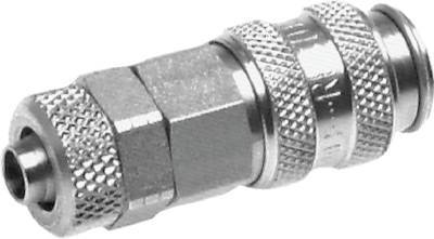 RVS 316L DN 2.7 (Micro) Luchtkoppeling Snelkoppeling 4x6 mm Push-On Double Shut-Off