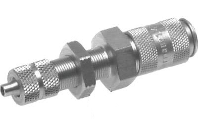 Laiton nickelé DN 2.7 (Micro) Coupleur pneumatique Douille 4x6 mm Écrou-raccord Bulkhead Double obturation