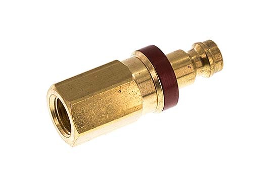 Brass DN 5 Red Air Coupling Plug G 1/8 inch Female Double Shut-Off