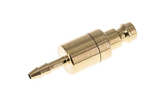 Brass DN 5 Air Coupling Plug 4 mm Hose Pillar Double Shut-Off