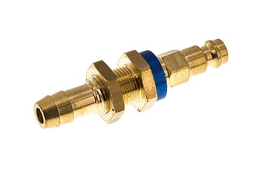 Brass DN 5 Blue-Coded Air Coupling Plug 9 mm Hose Pillar Bulkhead