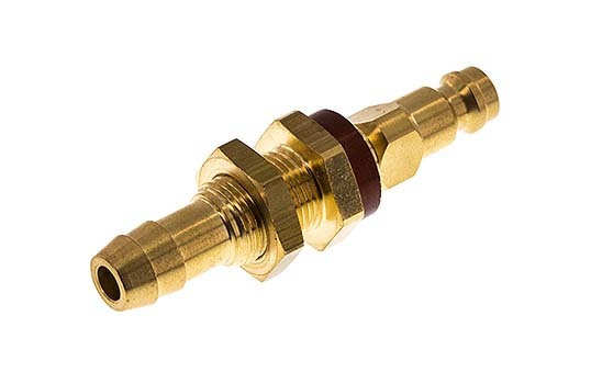 Brass DN 5 Brown-Coded Air Coupling Plug 9 mm Hose Pillar Bulkhead