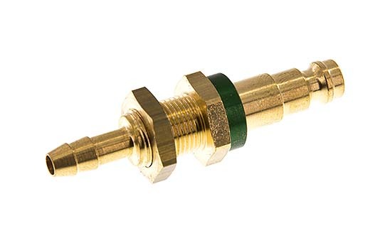 Brass DN 5 Green-Coded Air Coupling Plug 6 mm Hose Pillar Bulkhead