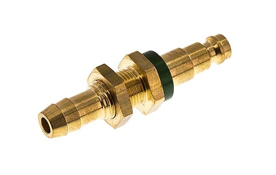 Laiton DN 5 Code Vert Coupleur d'Air Bouchon 9 mm Pilier de Tuyau Bulkhead