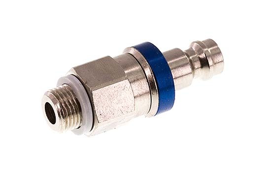 Nickel-plated Brass DN 5 Blue Air Coupling Plug G 1/8 inch Male Double Shut-Off