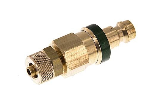 Brass DN 5 Green Air Coupling Plug 4x6 mm Union Nut Double Shut-Off