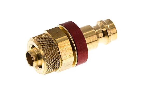 Brass DN 5 Red Air Coupling Plug 6x8 mm Union Nut