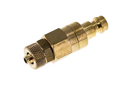 Brass DN 5 Air Coupling Plug 4x6 mm Union Nut Double Shut-Off