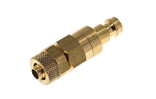 Brass DN 5 Air Coupling Plug 6x8 mm Union Nut Double Shut-Off