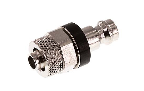 Nickel-plated Brass DN 5 Black Air Coupling Plug 6x8 mm Union Nut