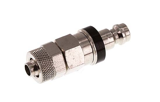 Laiton nickelé DN 5 Bouchon de raccord d'air noir Écrou-raccord 6x8 mm Double obturation