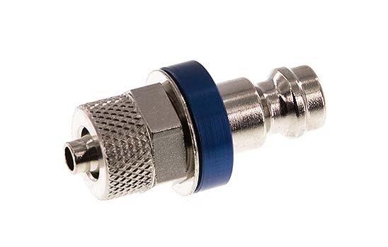 Nickel-plated Brass DN 5 Blue Air Coupling Plug 4x6 mm Union Nut