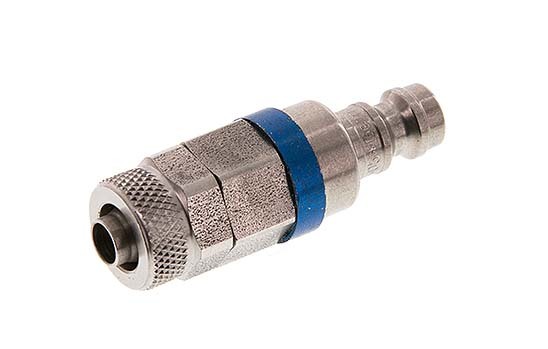 RVS DN 5 Blauw Luchtkoppeling Insteeknippel 6x8 mm Push-On Double Shut-Off