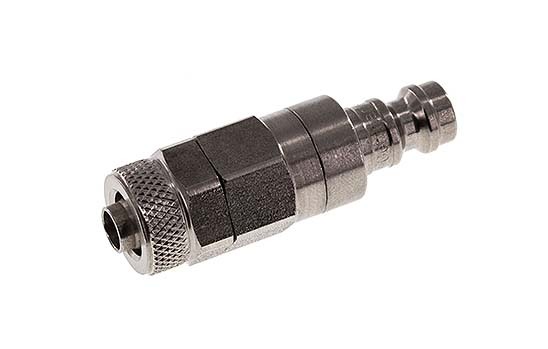 RVS DN 5 Luchtkoppeling Insteeknippel 6x8 mm Push-On Double Shut-Off