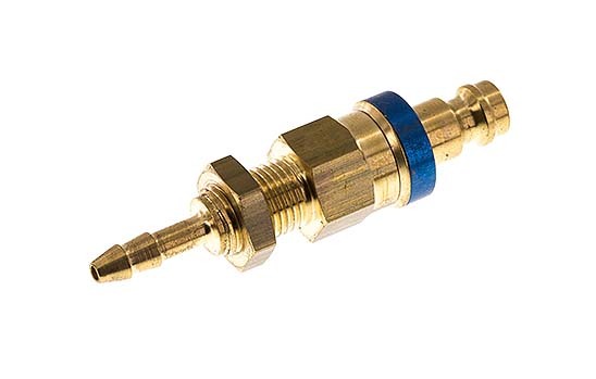 Brass DN 5 Blue Air Coupling Plug 4x6 mm Union Nut Bulkhead Double Shut-Off