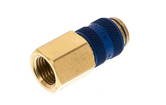 Coupleur pneumatique DN 5 bleu en laiton Douille G 1/4 pouce femelle