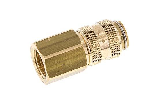 Brass DN 5 Air Coupling Socket G 1/4 inch Female Double Shut-Off