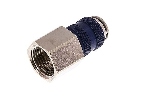 Laiton nickelé DN 5 Blue Air Coupling Socket G 3/8 inch Female Double Shut-Off