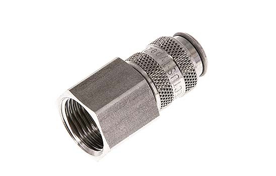 Stainless Steel 316L DN 5 Air Coupling Socket G 3/8 inch Female Double Shut-Off