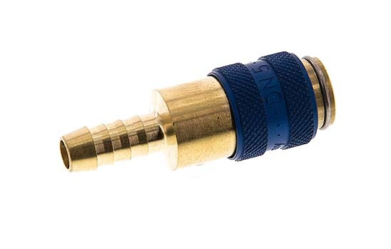 Brass DN 5 Blue Air Coupling Socket 6 mm Hose Pillar