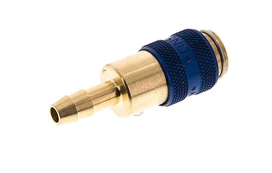 Brass DN 5 Blue Air Coupling Socket 6 mm Hose Pillar Double Shut-Off