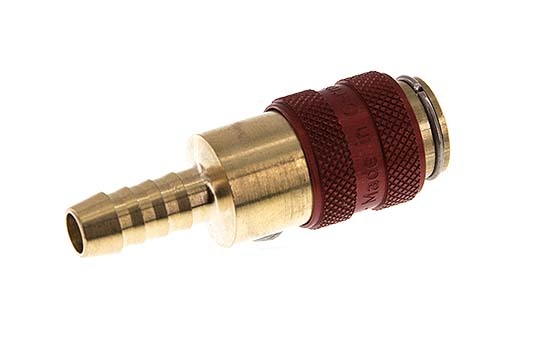 Brass DN 5 Red Air Coupling Socket 6 mm Hose Pillar