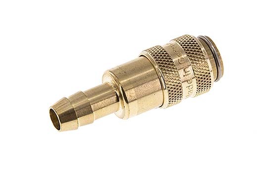 Brass DN 5 Air Coupling Socket 8 mm Hose Pillar Double Shut-Off