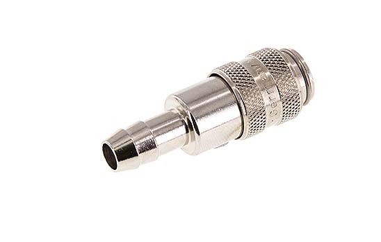 Nickel-plated Brass DN 5 Air Coupling Socket 8 mm Hose Pillar Double Shut-Off