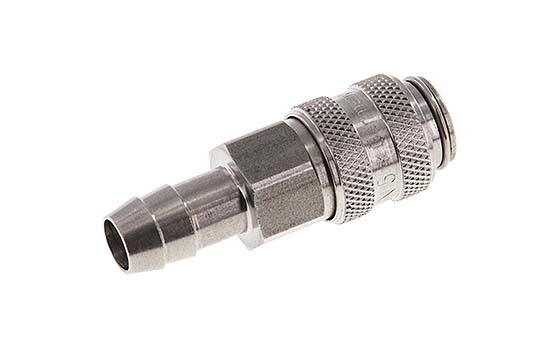 Stainless steel DN 5 Air Coupling Socket 9 mm Hose Pillar Double Shut-Off