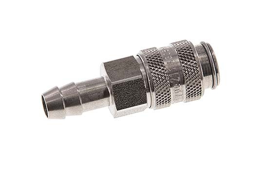 Stainless steel DN 5 Air Coupling Socket 8 mm Hose Pillar Double Shut-Off