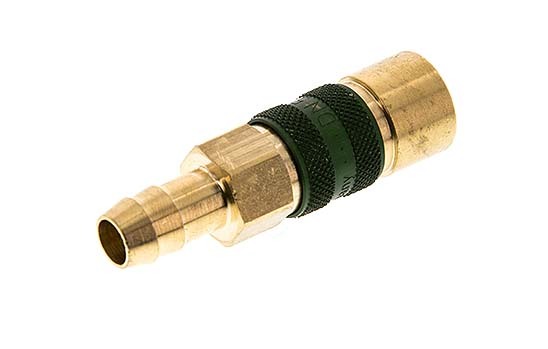 Brass DN 5 Green-Coded Air Coupling Socket 9 mm Hose Pillar