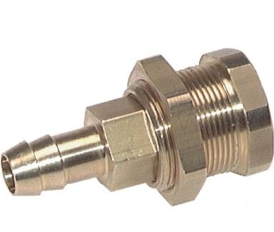 Nickel-plated Brass DN 5 Air Coupling Socket 6 mm Hose Pillar Bulkhead Pull-Off